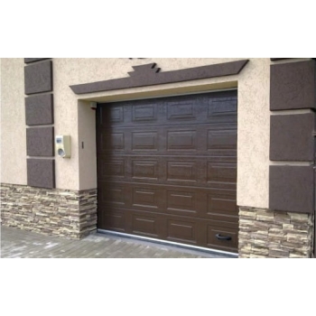 Секционные гаражные ворота стандартных размеров, коричневые, филенка