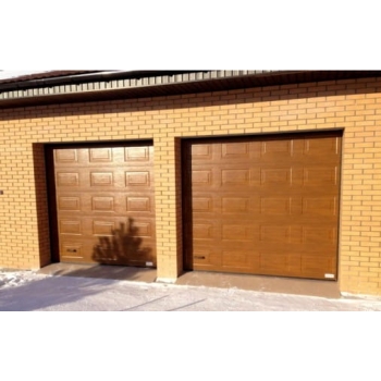 Секционные гаражные ворота стандартных размеров, коричневые, филенка